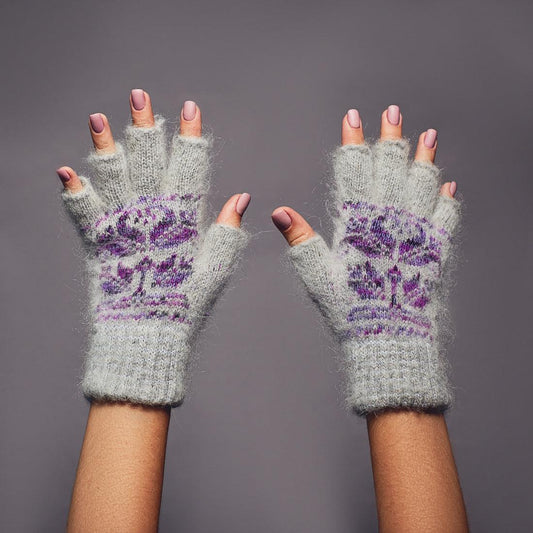 Tiny Tulips | Heavy Goat Wool | Fingerless Gloves